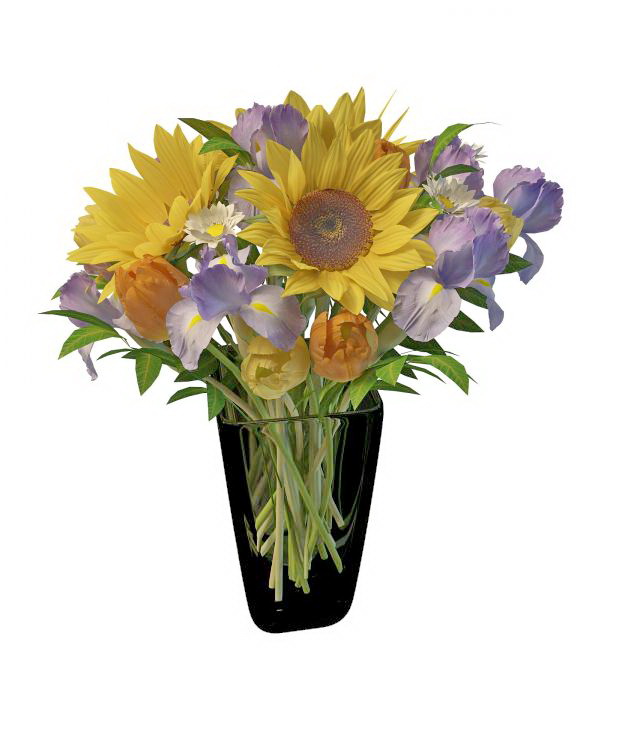 Fresh flower  in glass vase  3d  model  3ds max files free  