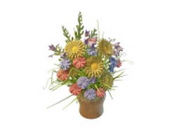 Arrange flowers in vase 3d preview