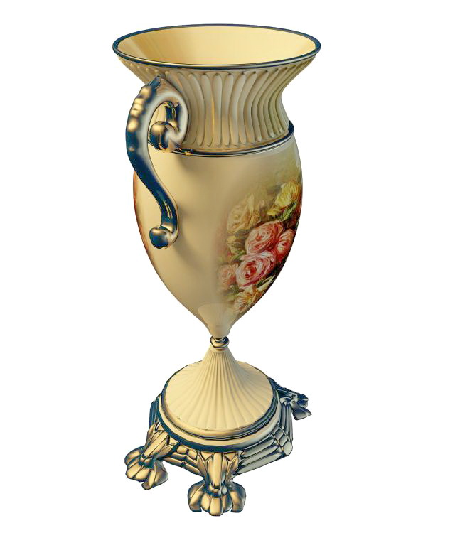 Vintage porcelain trophy vase 3d rendering