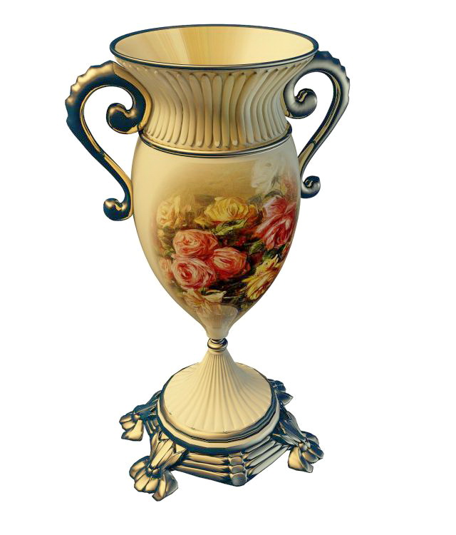 Vintage porcelain trophy vase 3d rendering