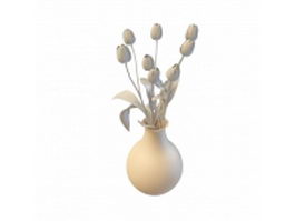 Ceramic vase with flowers 3d preview