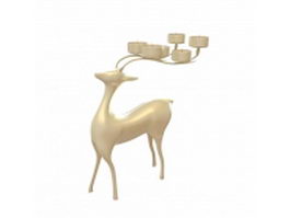 Gold deer candle holder 3d model preview