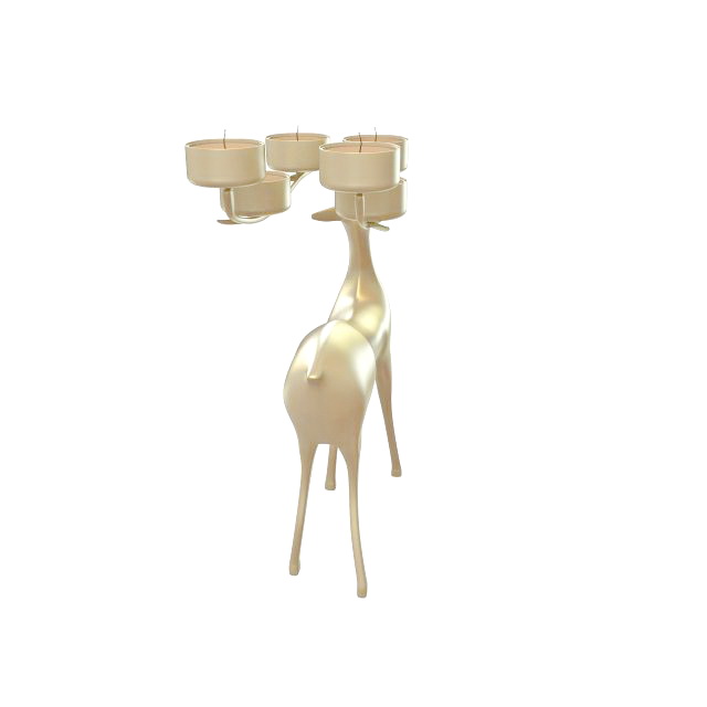 Gold deer candle holder 3d rendering