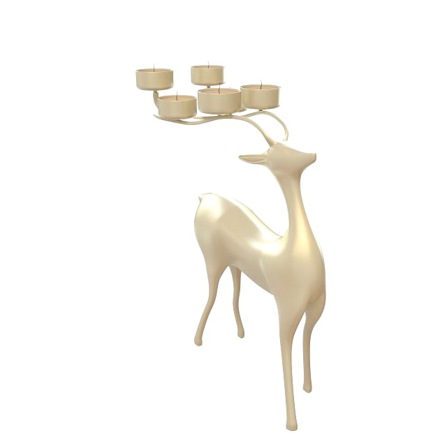Gold deer candle holder 3d rendering
