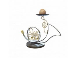 French horn candle holder 3d model preview