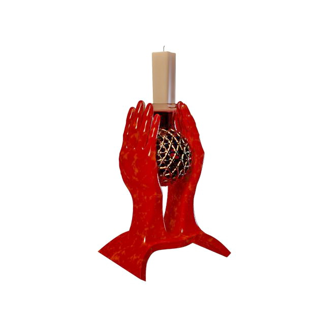 Hand candle holder 3d rendering