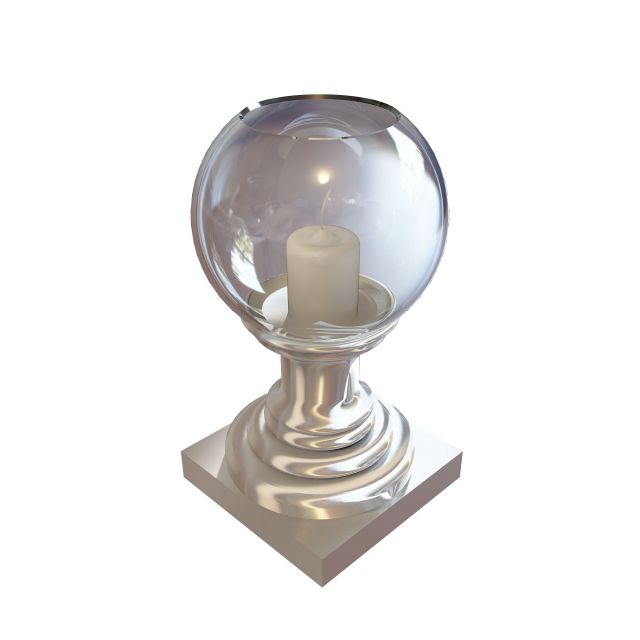 Crystal ball candle holder 3d rendering