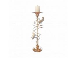 Bird and branch pillar candle holder 3d preview