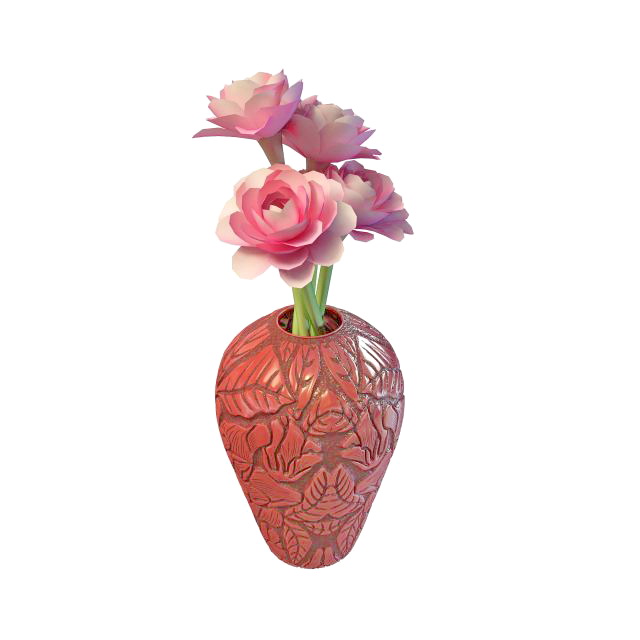 Antique carved flower vase 3d rendering