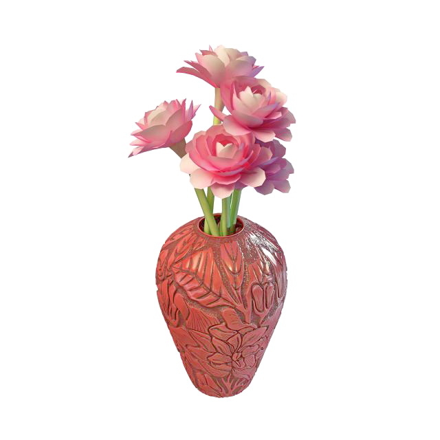 Antique carved flower vase 3d rendering