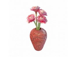 Antique carved flower vase 3d model preview