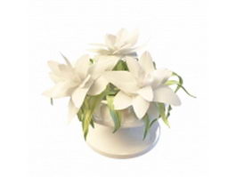 Lily flowers in vase 3d preview