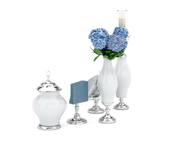 Porcelain vase set 3d rendering