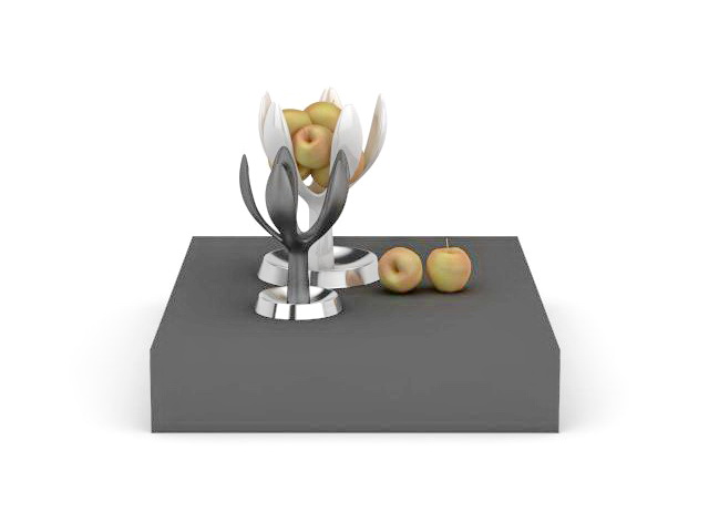 Apple and fruit tray 3d rendering