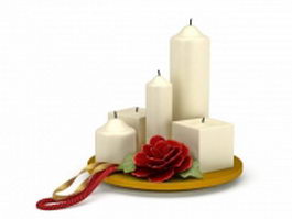 Decorative candles with flower 3d model preview