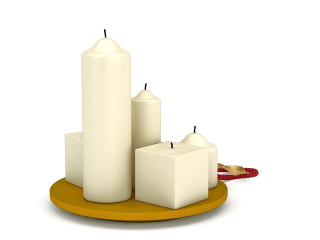 Decorative candles with flower 3d rendering