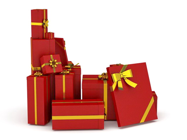 Red gift boxes 3d rendering