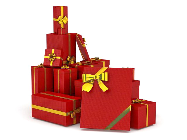 Red gift boxes 3d rendering