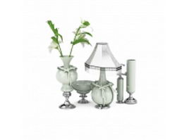 Ceramic vases and lamp 3d model preview