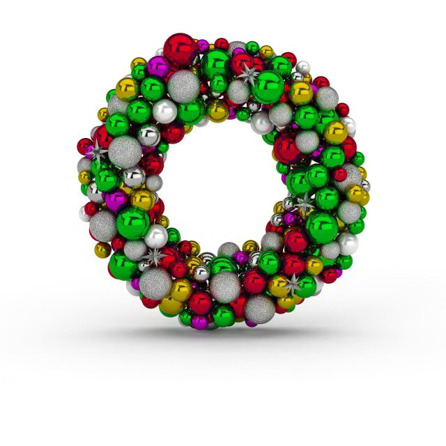 Christmas ball wreath 3d rendering