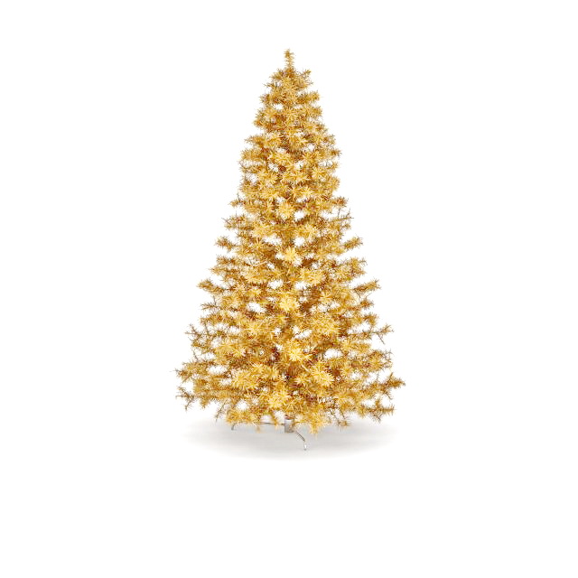 Gold Christmas tree 3d rendering