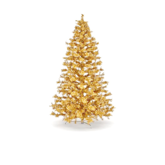 Gold Christmas tree 3d rendering