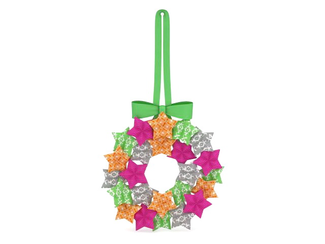 Hanging star wreath 3d rendering