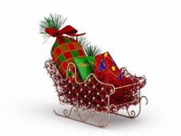 Christmas sleigh with gifts 3d model preview