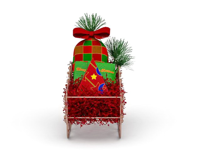 Christmas sleigh with gifts 3d rendering
