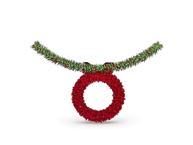 Christmas chain with wreath 3d rendering