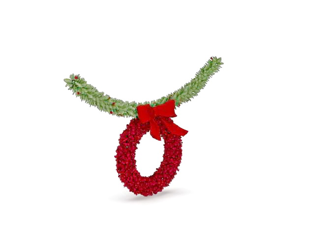 Christmas chain with wreath 3d rendering