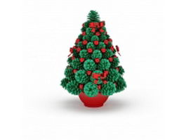 Artificial Christmas tree in pot 3d model preview