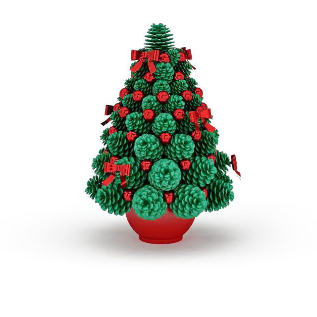 Artificial Christmas tree in pot 3d rendering