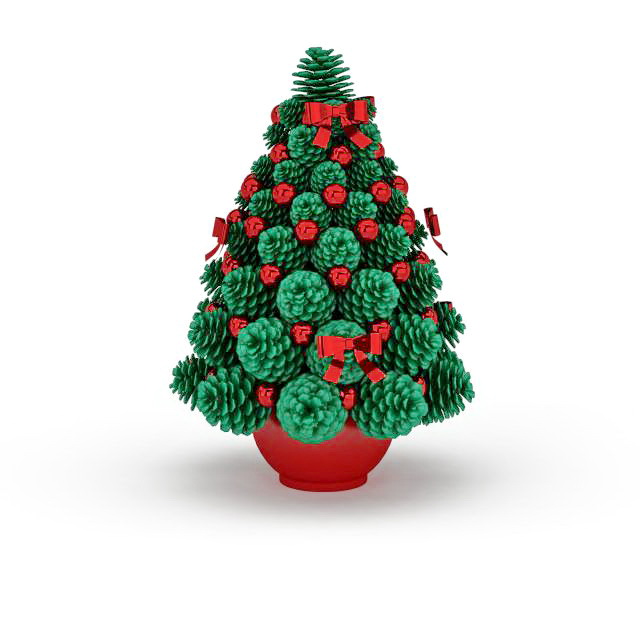 Artificial Christmas tree in pot 3d rendering