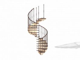 Vintage metal spiral stairs 3d model preview