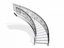 White marble stairs 3d model preview