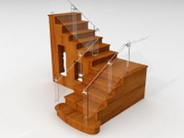 Wood stairs with storage 3d preview