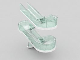 Office stairs with glass 3d preview