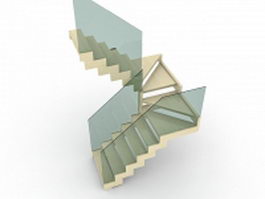 Wooden winder stairs 3d preview