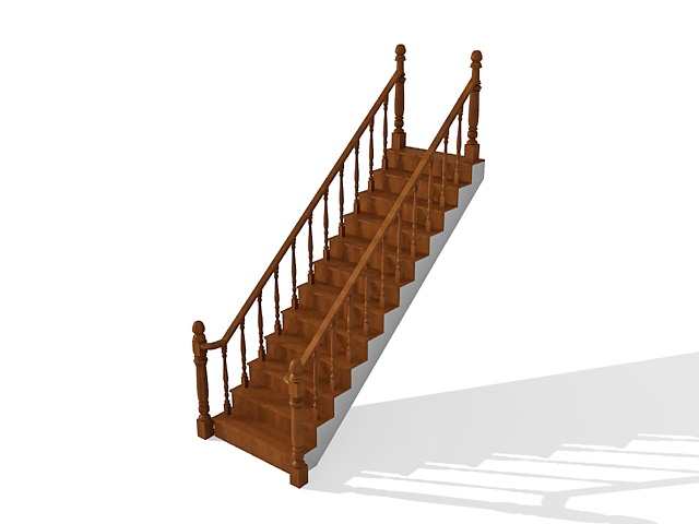 Straight run staircase 3d rendering