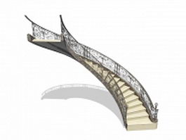 Luxurious arched stairs 3d preview