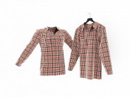 Long sleeve plaid shirt 3d model preview