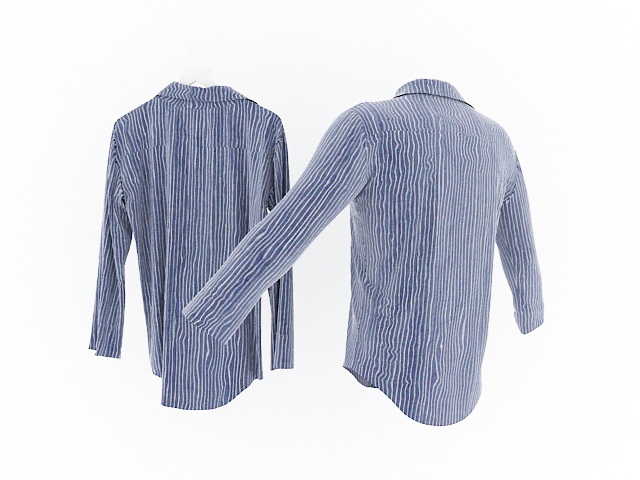 Men's blue and white striped shirt 3d rendering