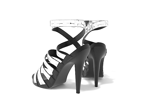 Silver high heeled sandals 3d rendering