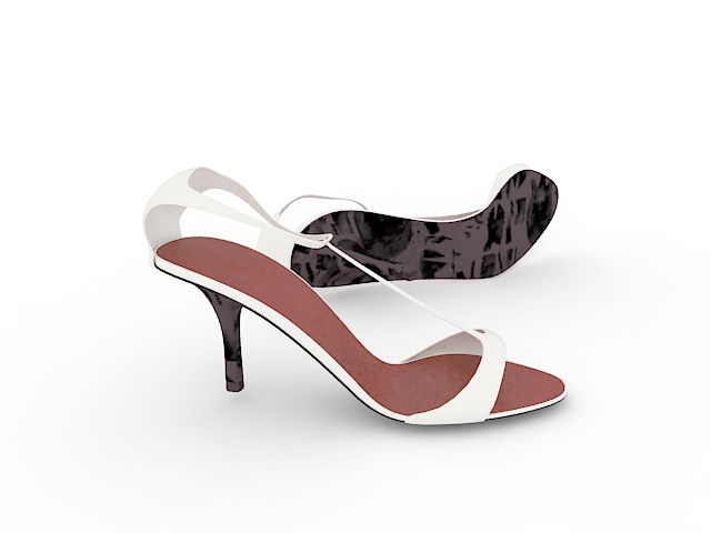 White leather sandals 3d rendering
