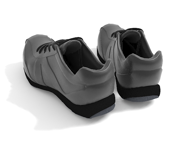 Black athletic shoes 3d rendering