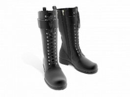 Black military combat boots 3d model preview