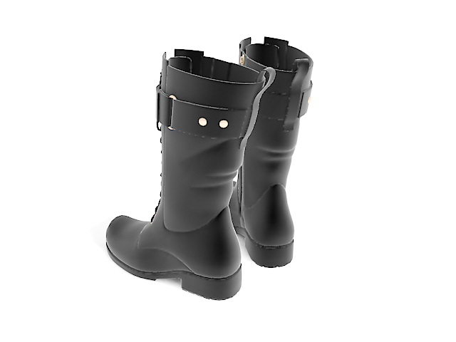 Black military combat boots 3d rendering