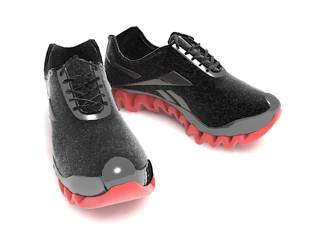 Black sneakers 3d rendering