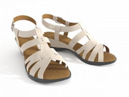 Flat sandal shoes 3d model preview